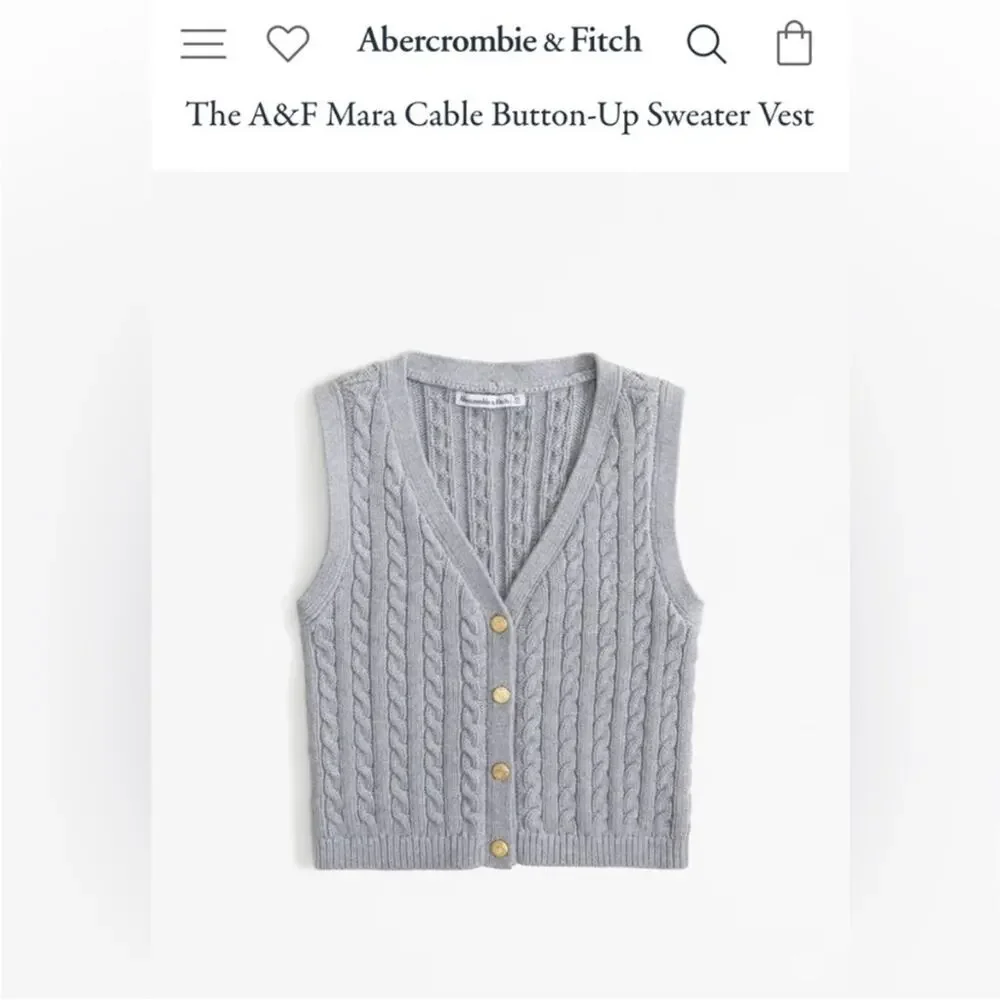 A&F Mara Cable Knit Gold Button Down Sweater Academia Preppy Old Money - Small - Picture 2 of 10